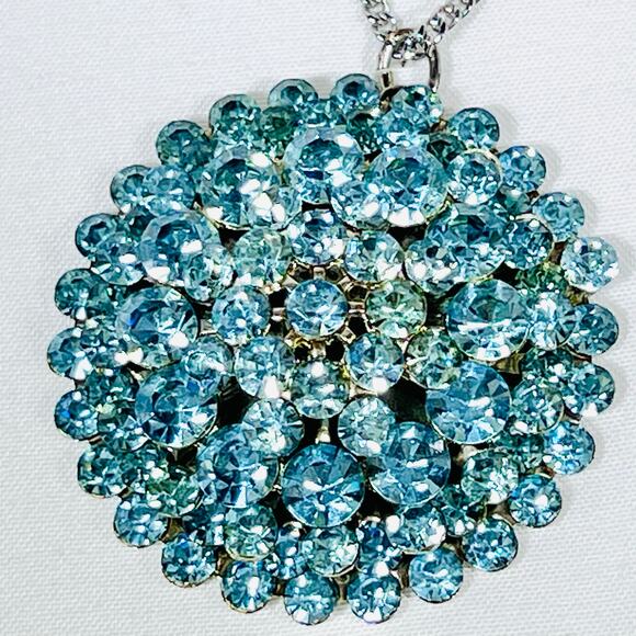 Vintage Opal Turquoise & Blue Enamel Textured Laurel Wreath Necklace 10" - Picture 4 of 7